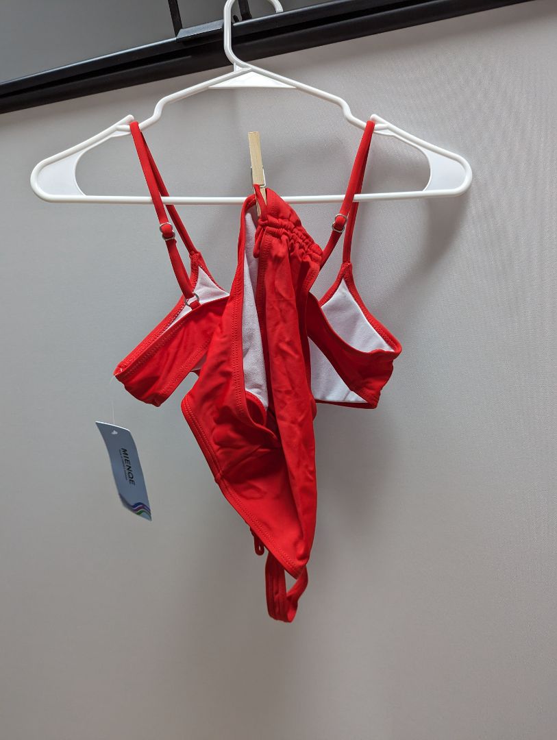 MIENOE Red Teen Girl Bikini Swim Two Piece