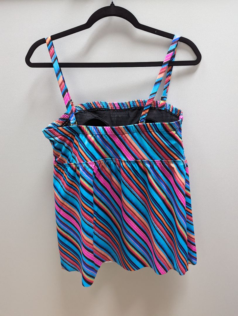 FullFitAll Multicolor Striped Tankini Swim Top