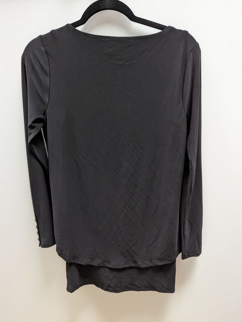 White House Black Market Black Asymmetrical Tunic Blouse