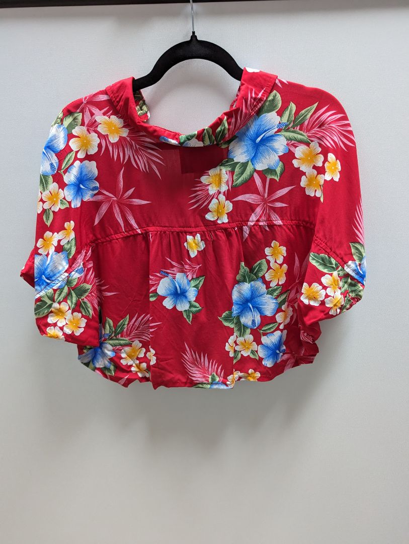 Hawaii Hangover Red Hawaiian Crop Tie Blouse