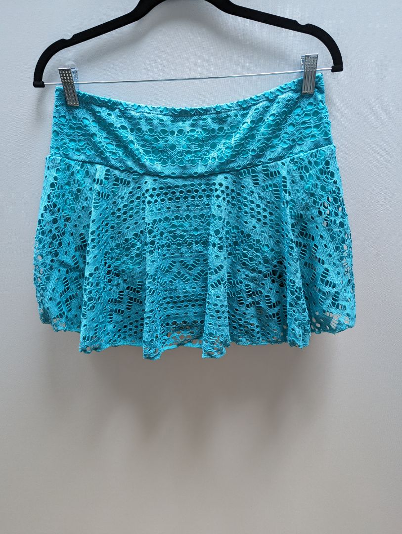 Rekita Teal Lace Crochet Swim Skirt