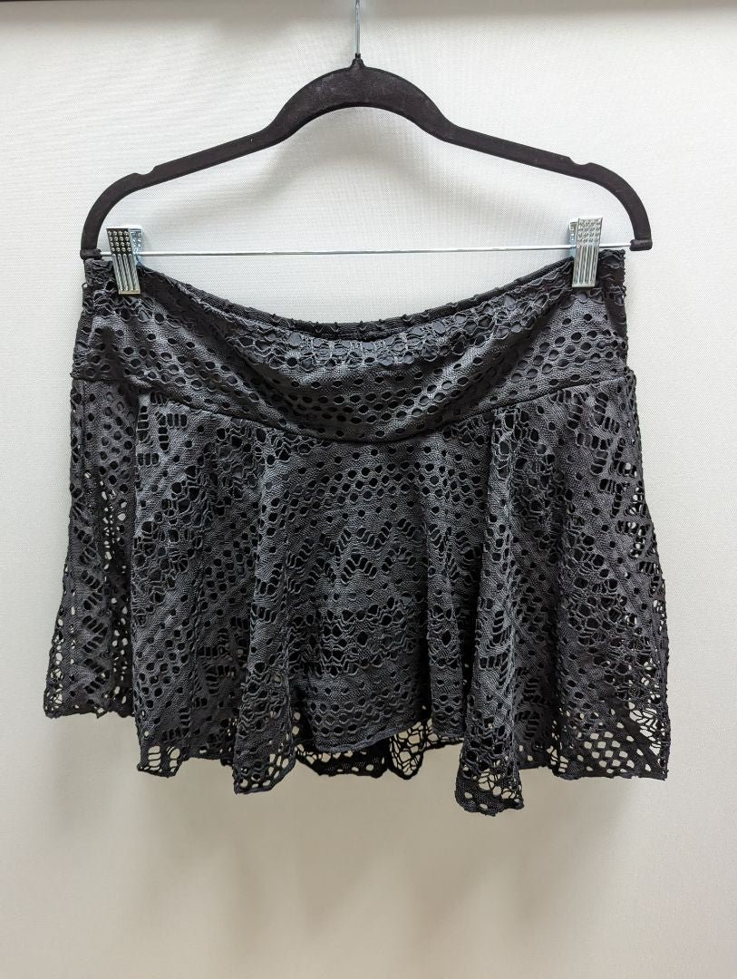 Rekita Black Lace Crochet Swim Skirt