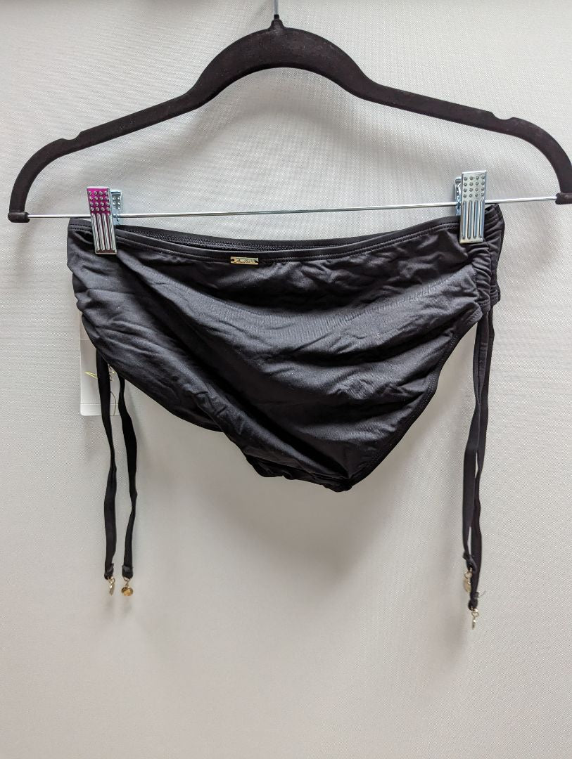 Anne Cole Black Bikini Swim Bottom with Ruching and Charms