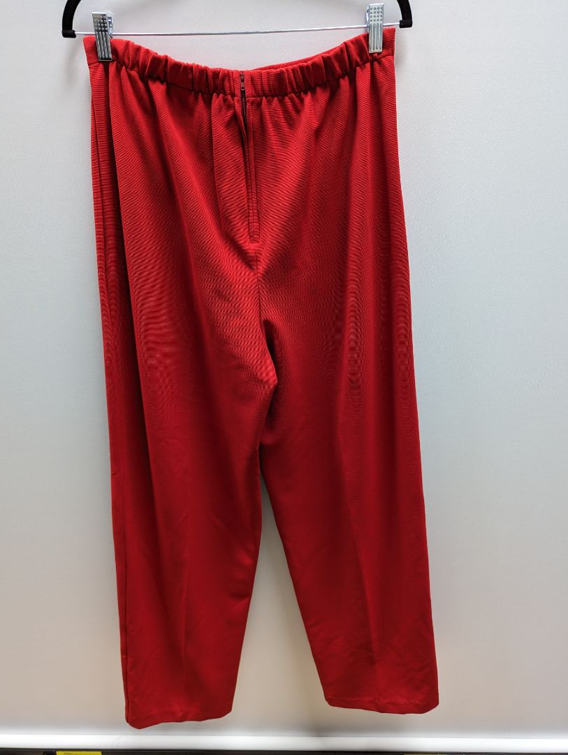 Red Wide Leg Textured Zip Up Pants (L/XL)