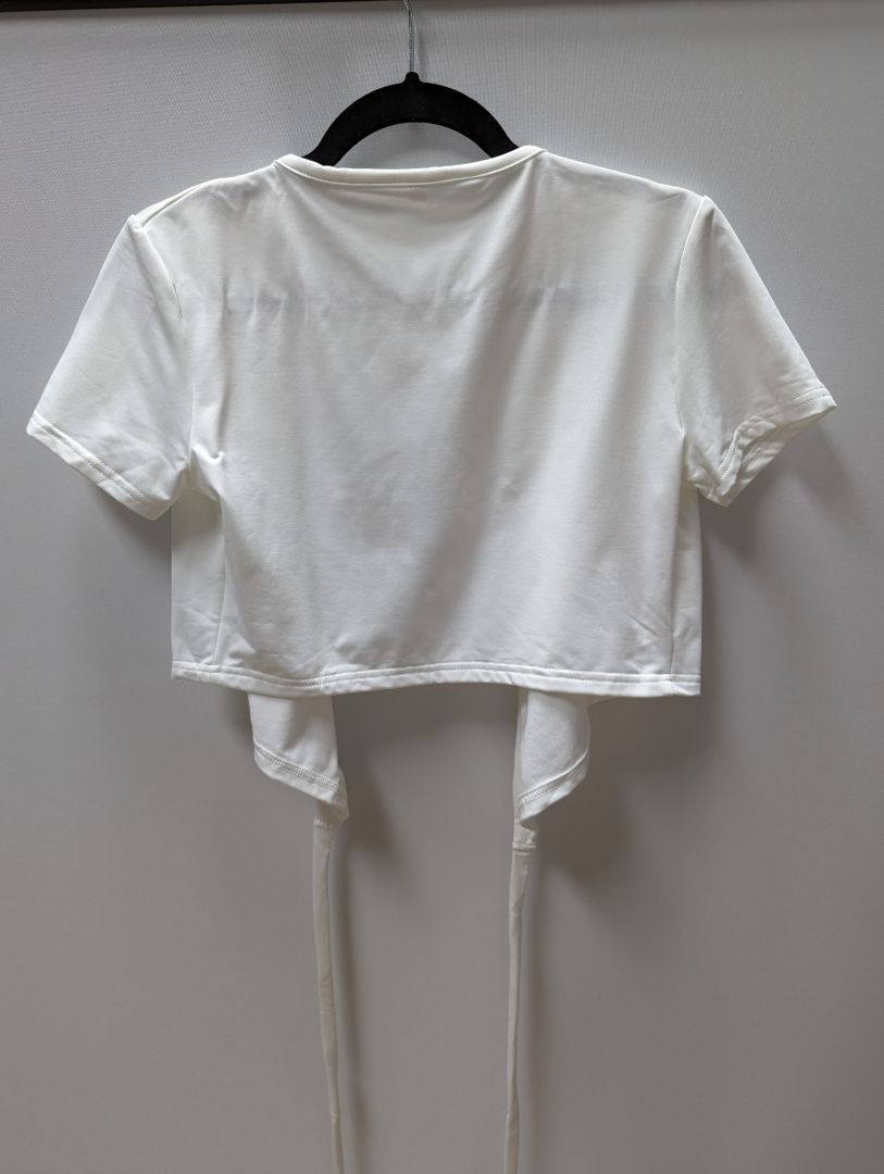 Huaai White Crop Tie-Front Blouse