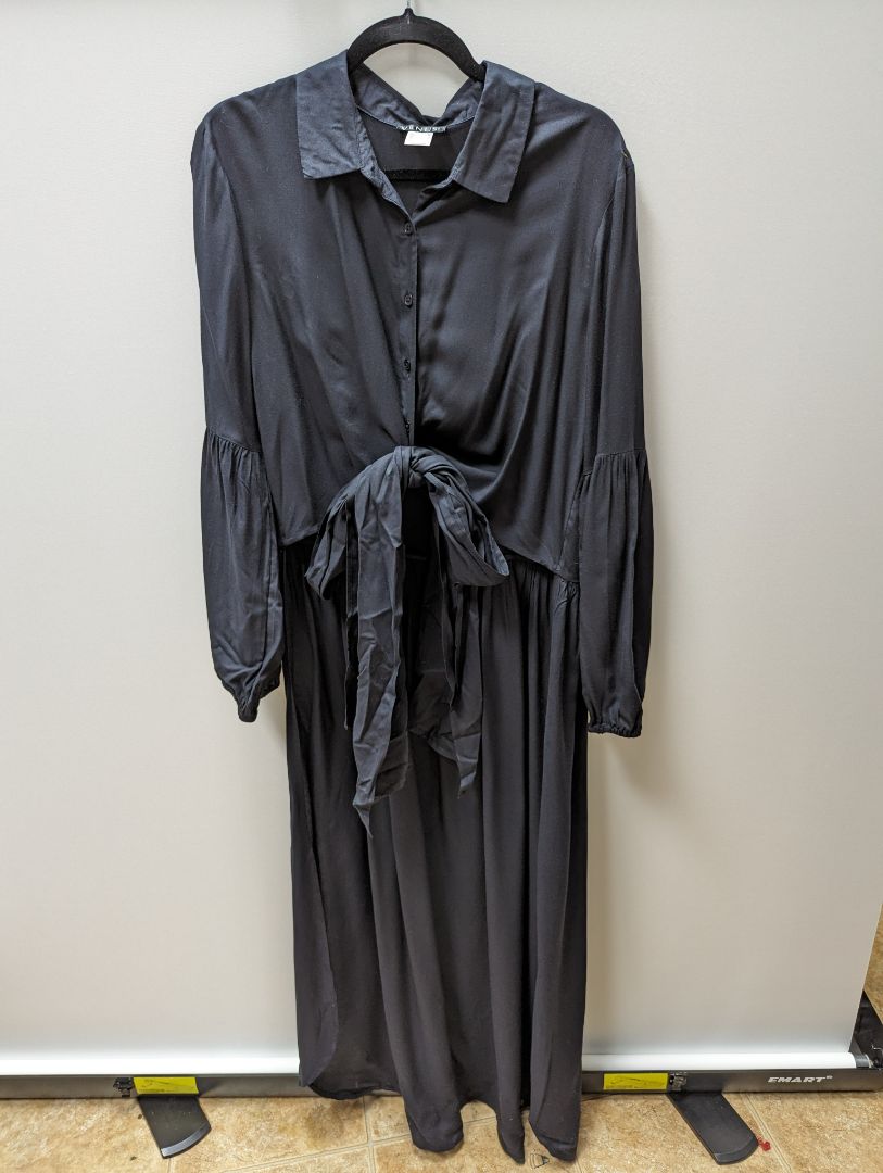Venus Navy Long Sleeve High-Low Shirt Dress Recycled Threads Venus Navy Long Sleeve High-Low Shirt Dress Recycled Threads