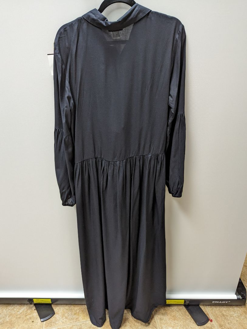 Venus Navy Long Sleeve High-Low Shirt Dress