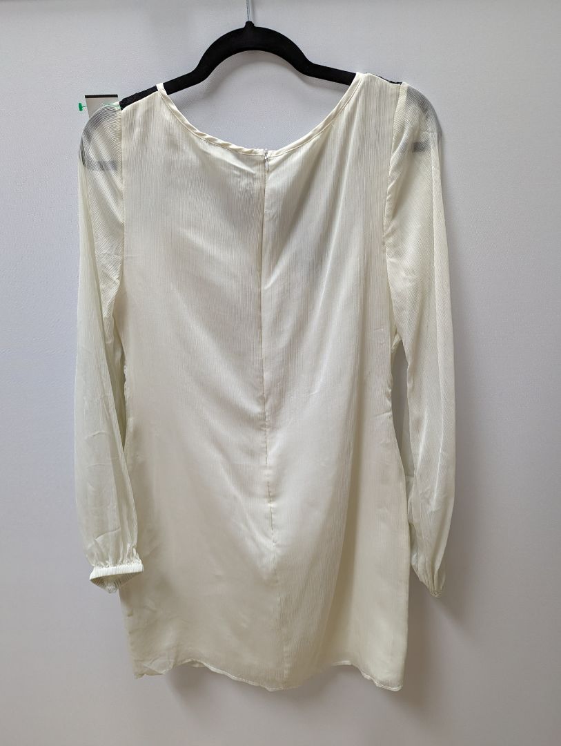 Venus Ivory with Black Lace Neck Detail Midi Sheath Dress