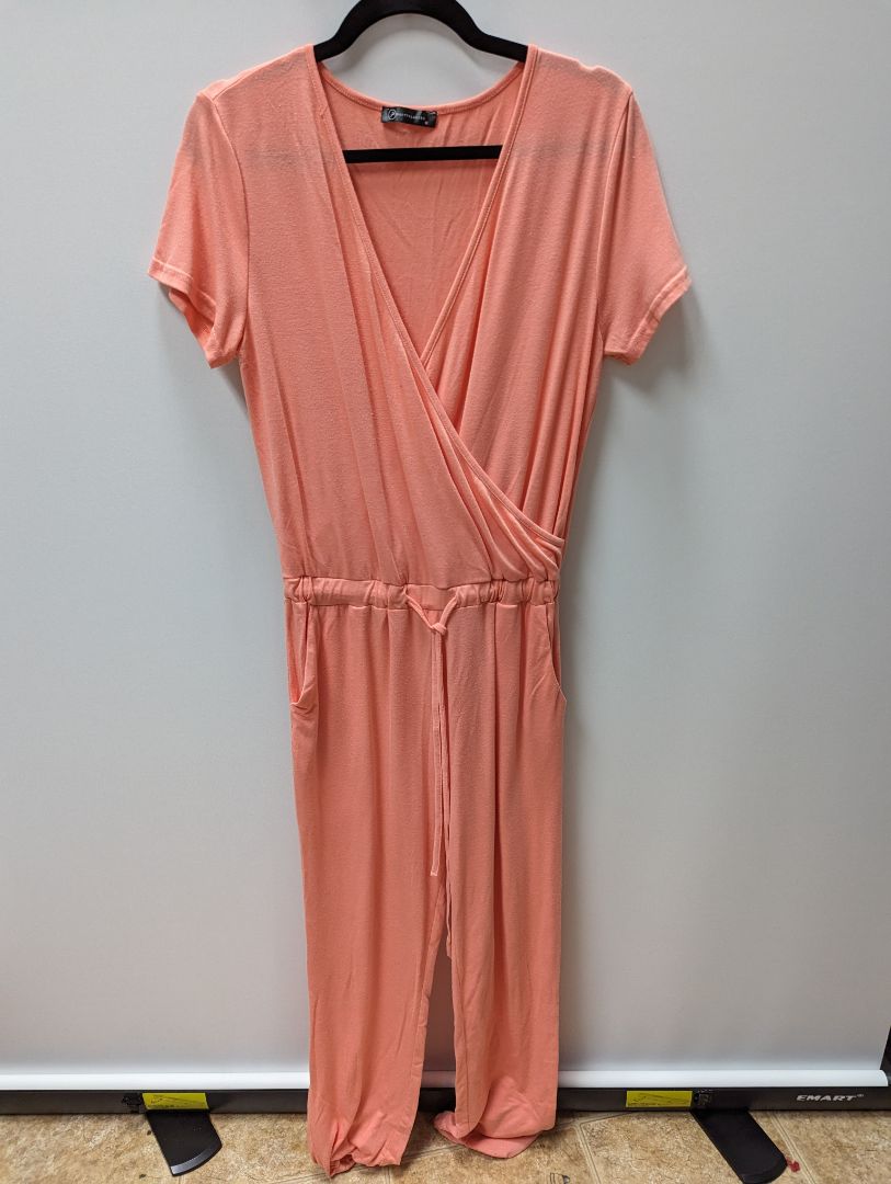 Pretty Garden Peach Jumpsuit with Drawstring