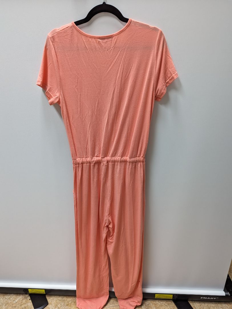 Pretty Garden Peach Jumpsuit with Drawstring