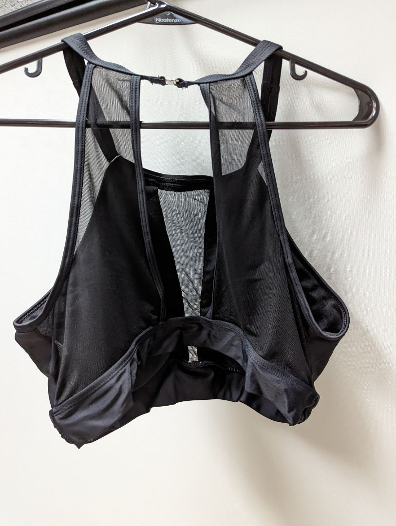 Black Halter Neck Sheer Swim Top (L)