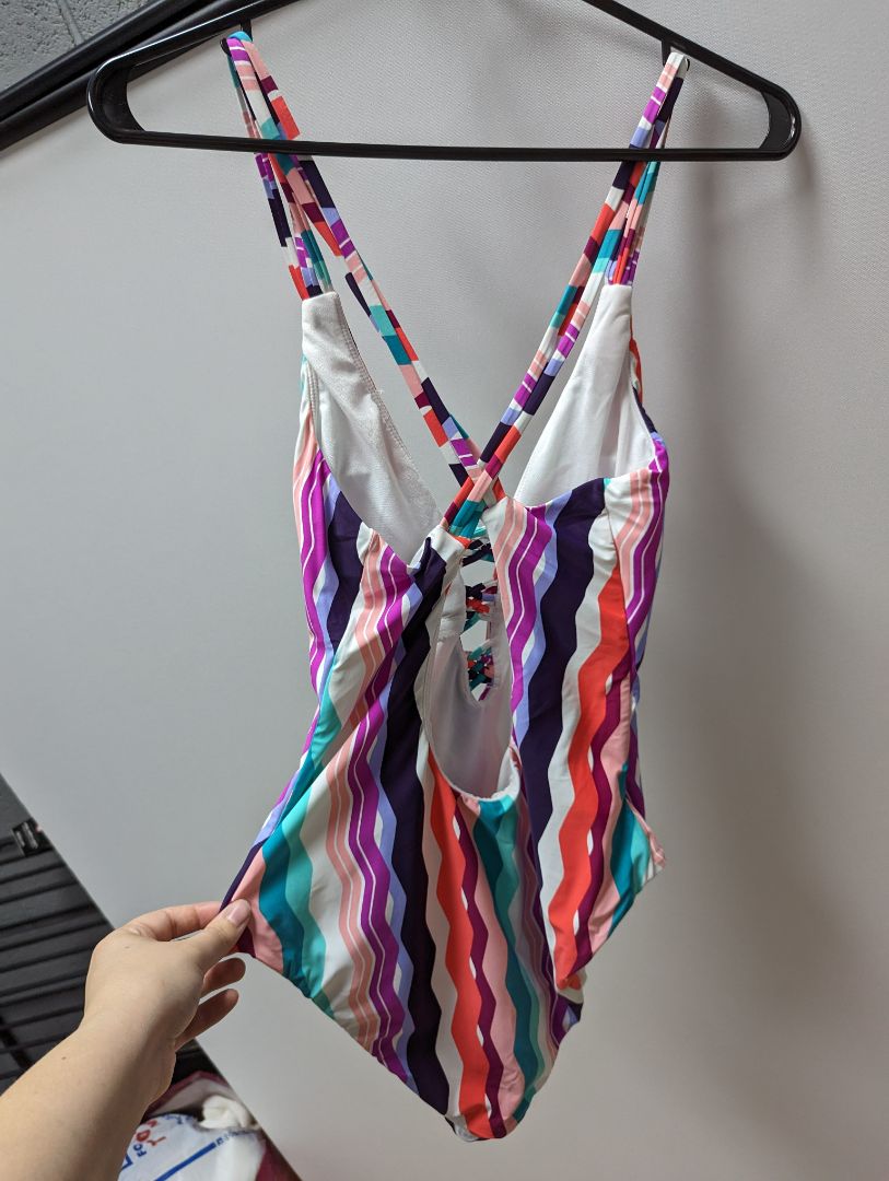 Bar III Multicolor Plunge Strappy Swimsuit