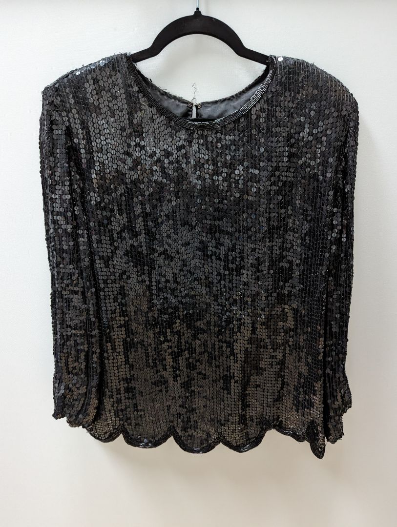 Vintage Black Sequin Blouse