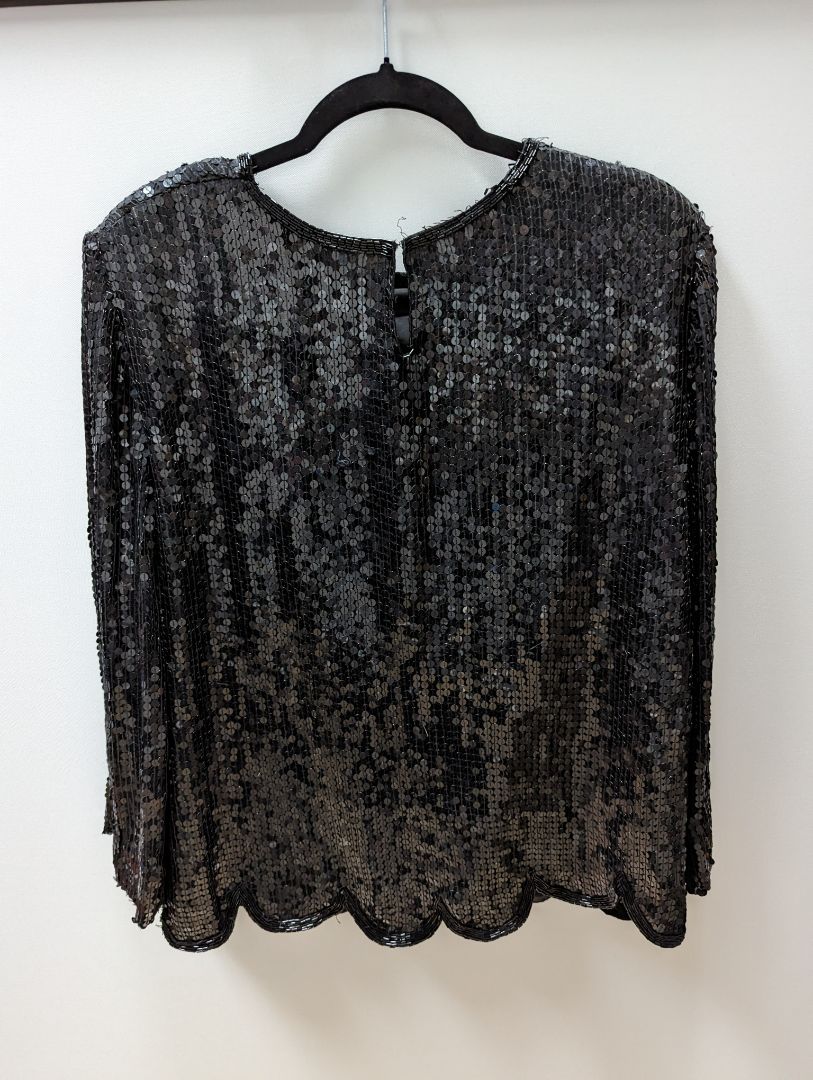 Vintage Black Sequin Blouse