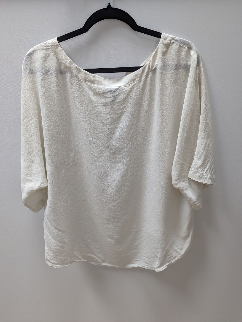 Eileen Fisher Ivory Sheer Kimono Sleeve Blouse