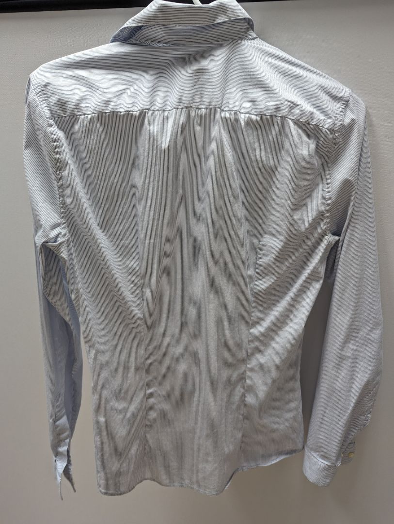 H&M Blue and White Striped Button Up Dress Shirt