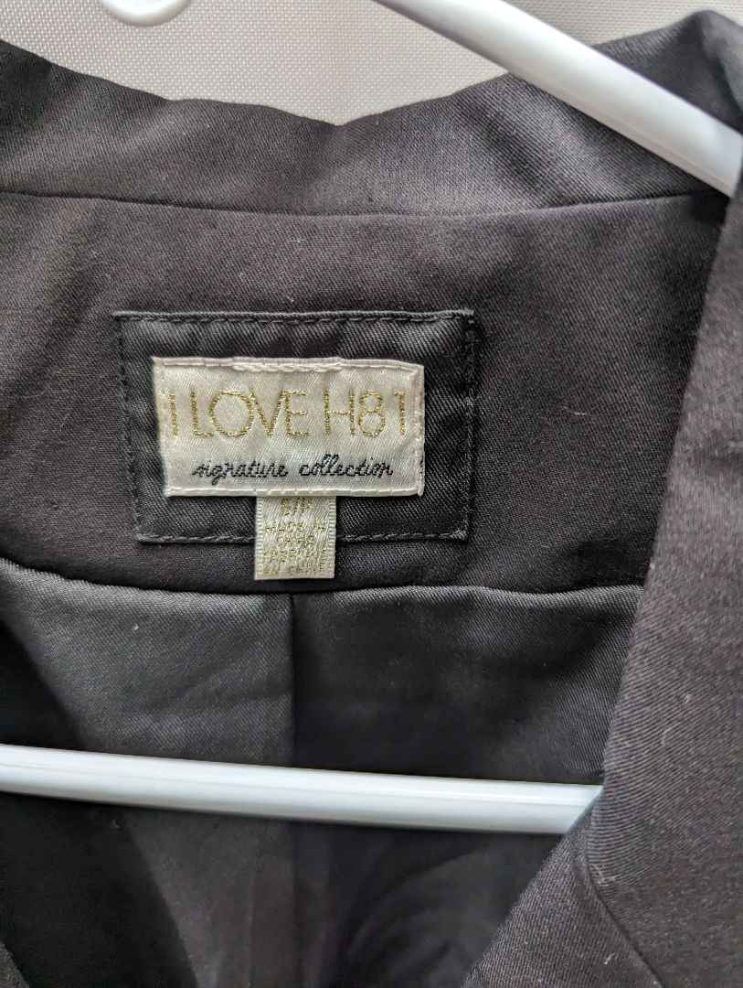 I Love H81 Black Blazer with Blue Sequin Sleeves