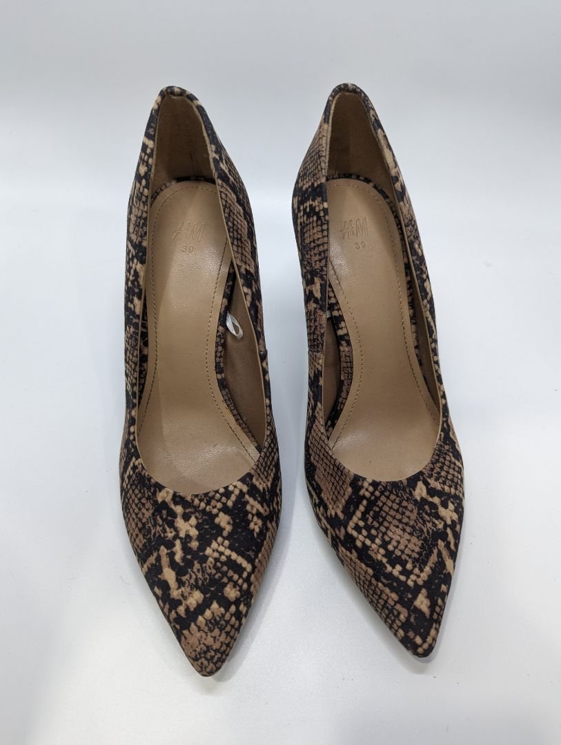 H&M Brown Suede Snake Print Heels
