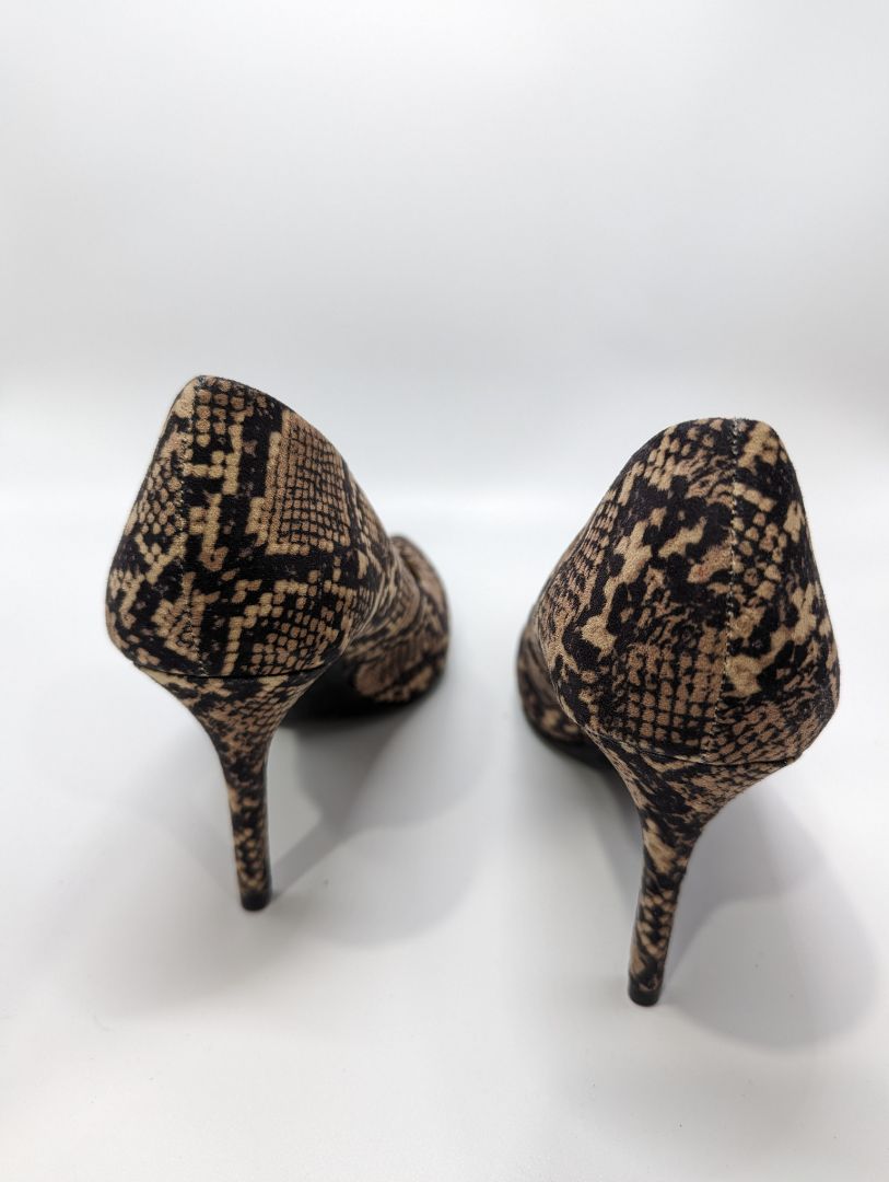 H&M Brown Suede Snake Print Heels