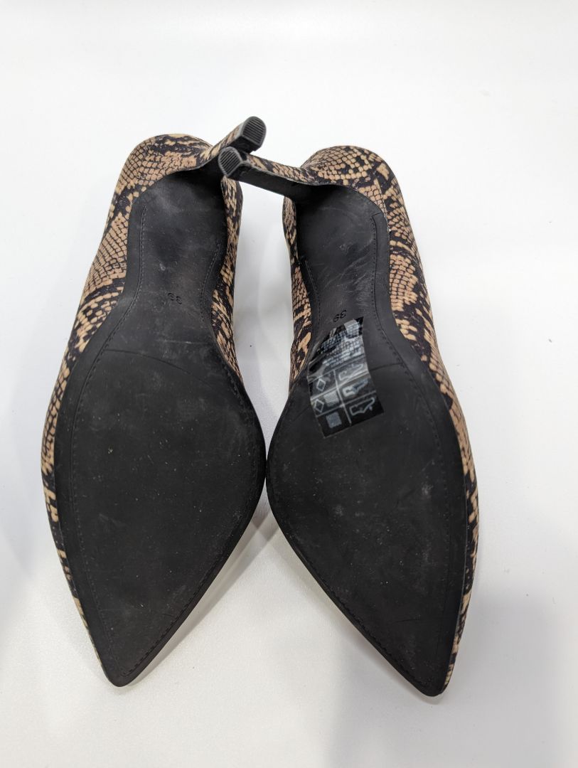 H&M Brown Suede Snake Print Heels