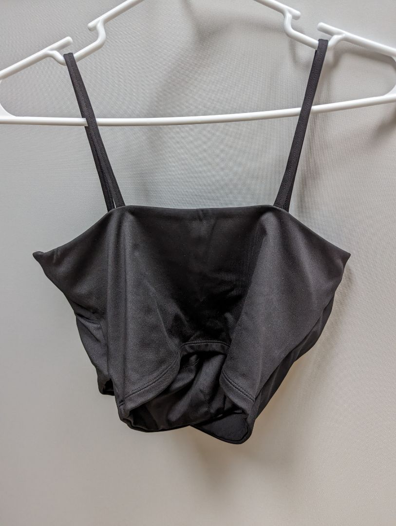 Black Spaghetti Strap Layered Front Crop Top