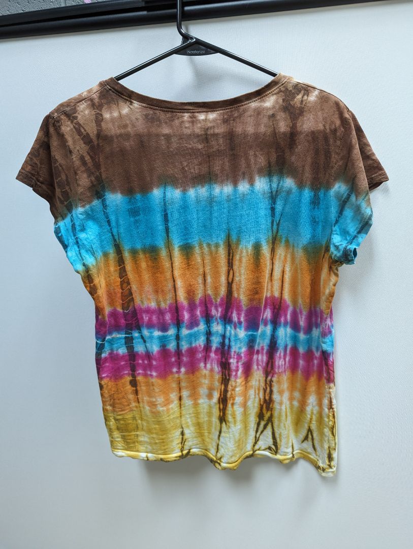 First Love Brown Multicolor Tie Dye V-Neck Tee