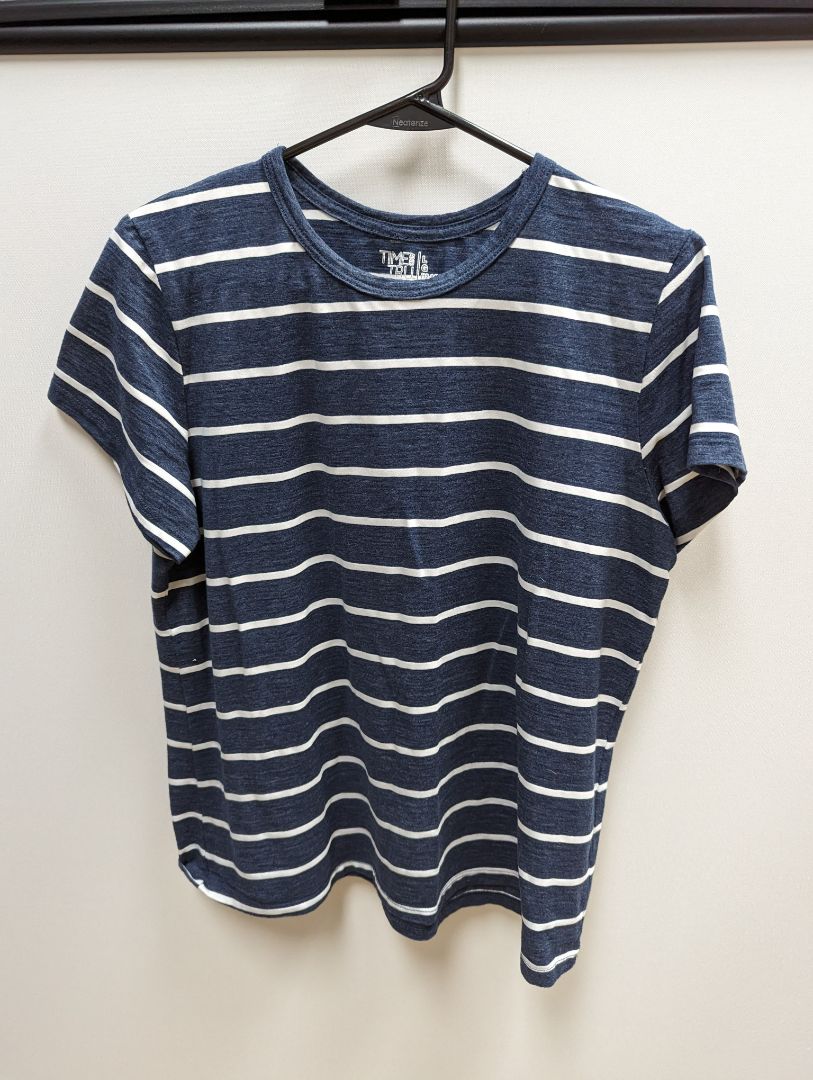 Time and Tru Navy/White Striped Tee