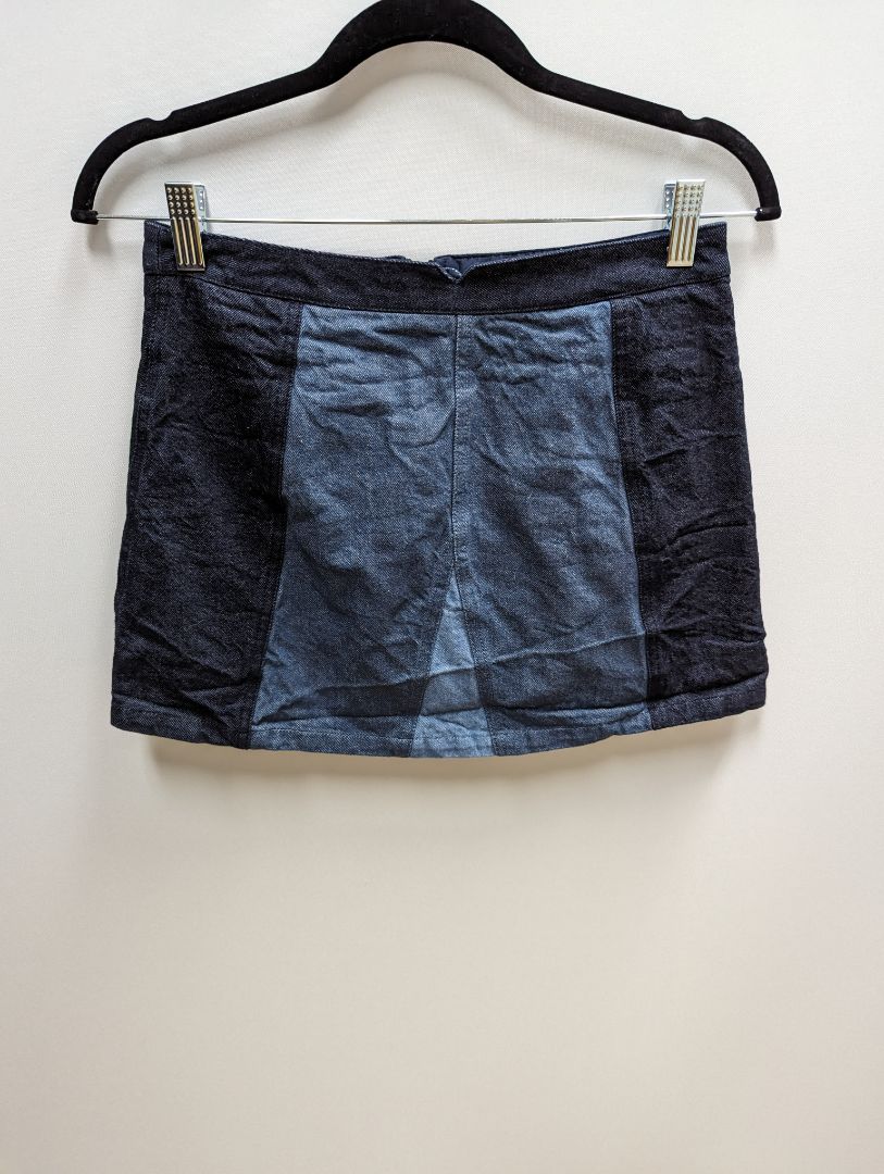 BCBGMAXAZARIA Dark Wash Zippered Denim Skirt