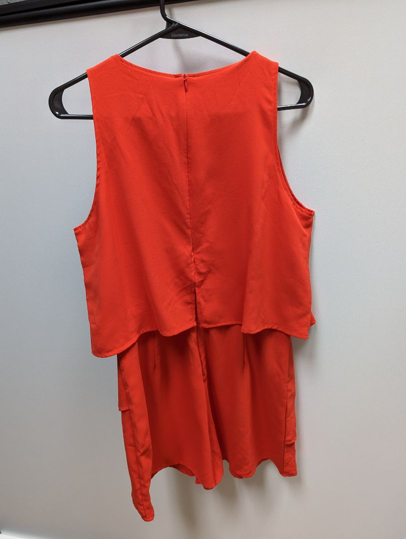 Red Sleeveless 3 Tiered Jumpsuit