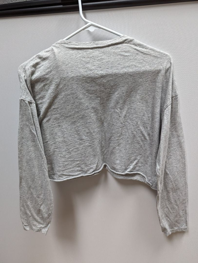 Grayson Threads Grey "Good Vibes" Cropped Long Sleeve Tee