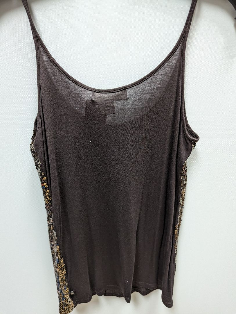 Michael Kors Brown Spaghetti Strap Sequin Tank