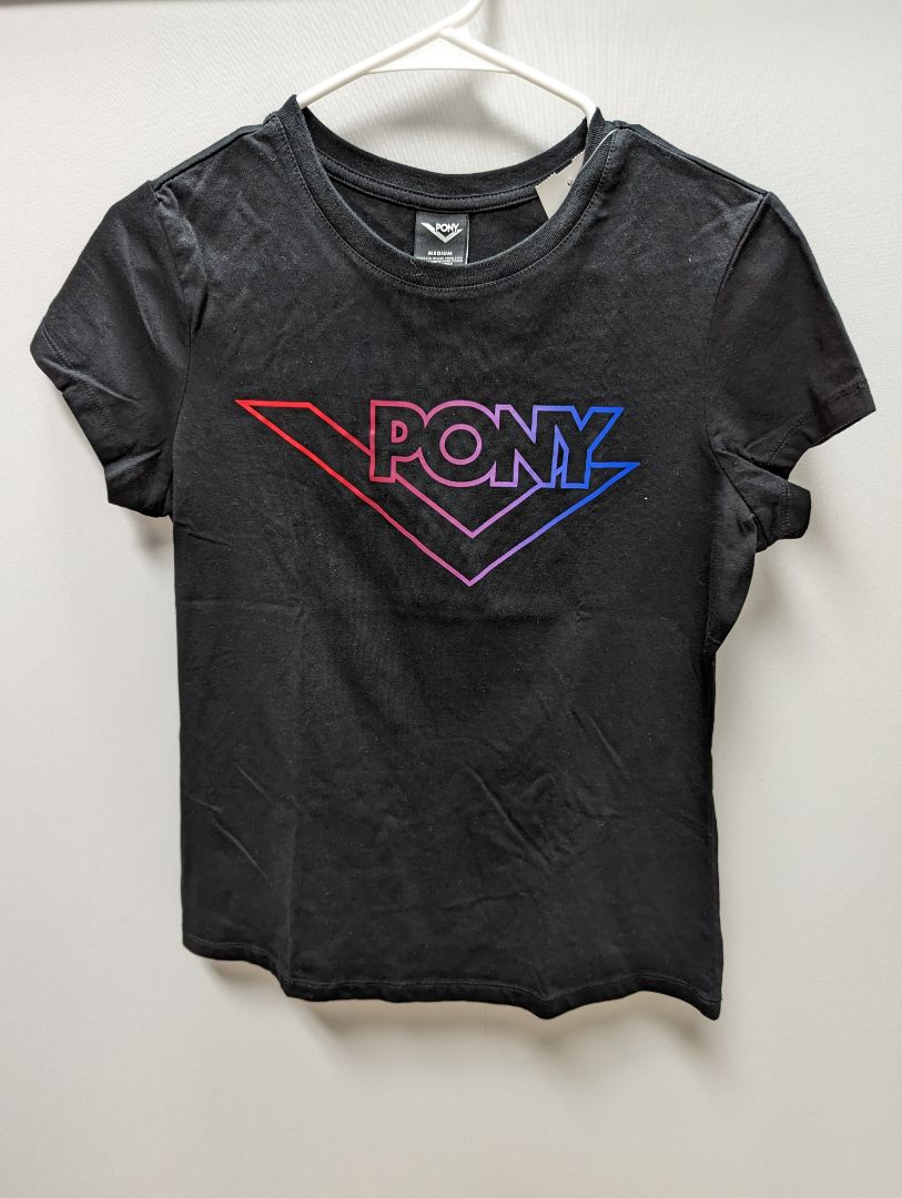 Pony Black "Pony" Logo Tee