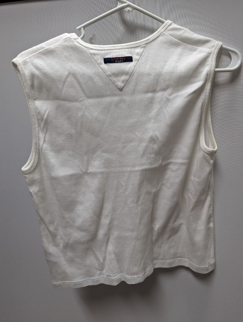 Tommy Jeans White Ribbed Knit Crop Tank