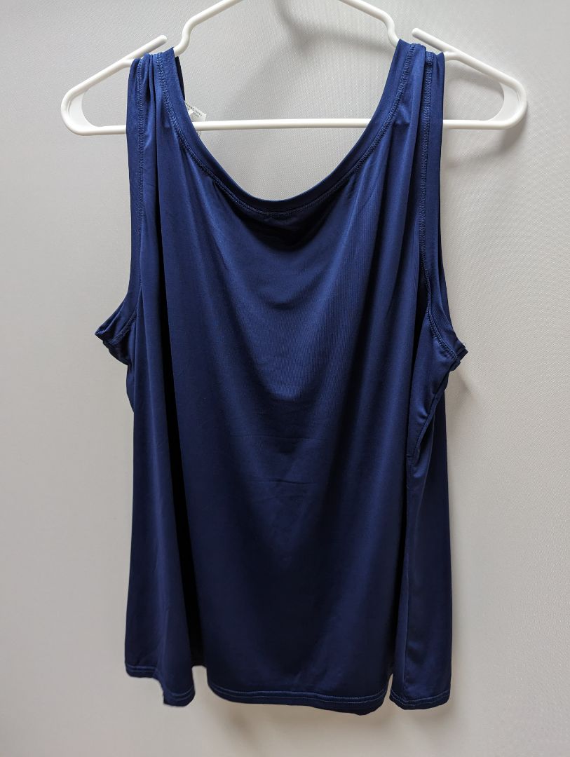 Ashley Stewart Navy Round Neck Active Tank