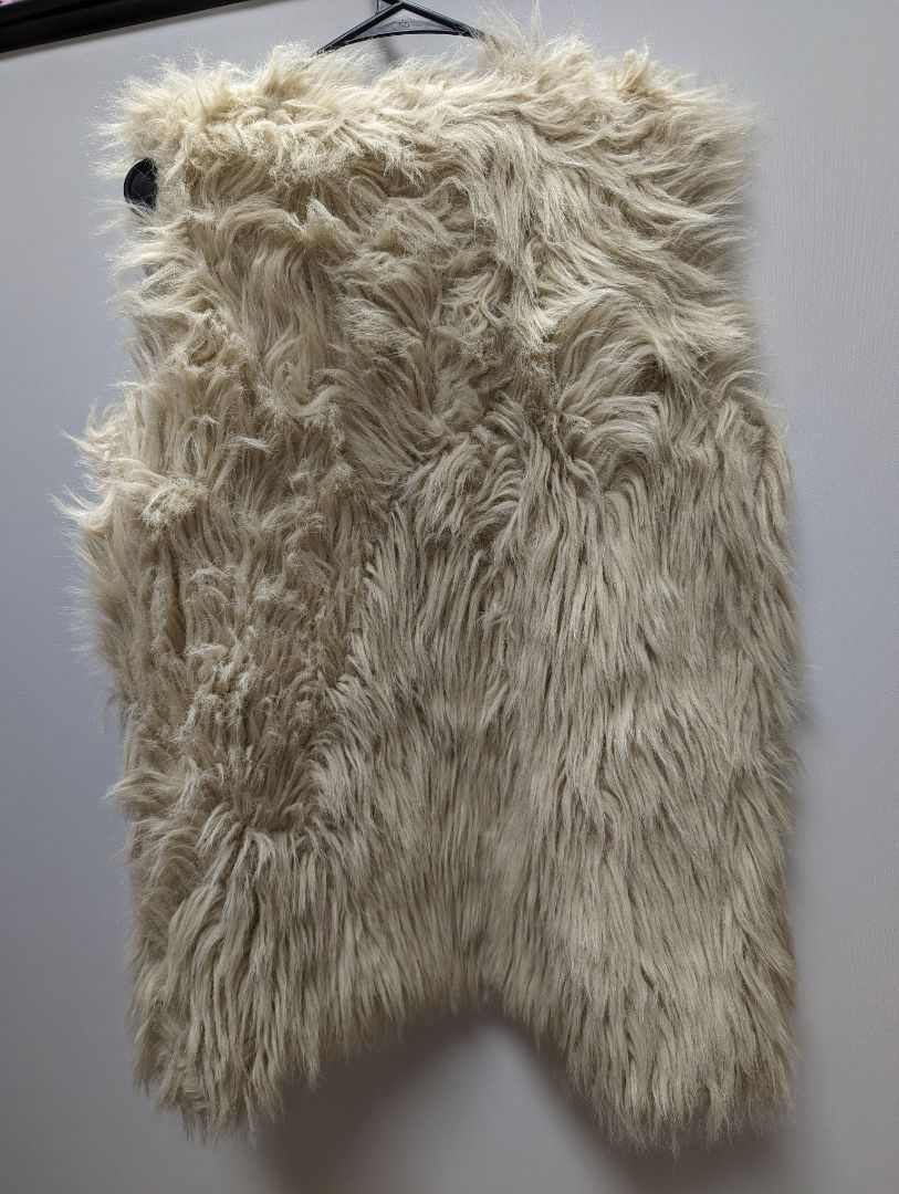 Zara Knit Taupe Embellished Faux Fur Long Vest