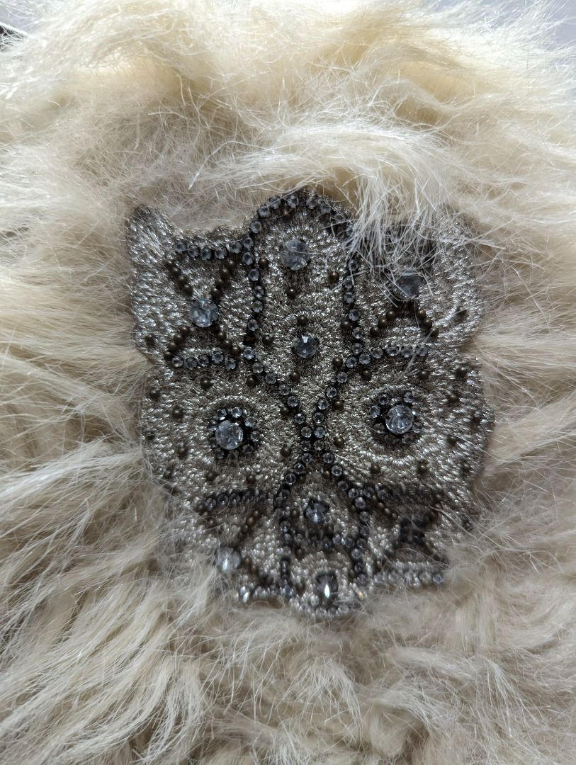 Zara Knit Taupe Embellished Faux Fur Long Vest