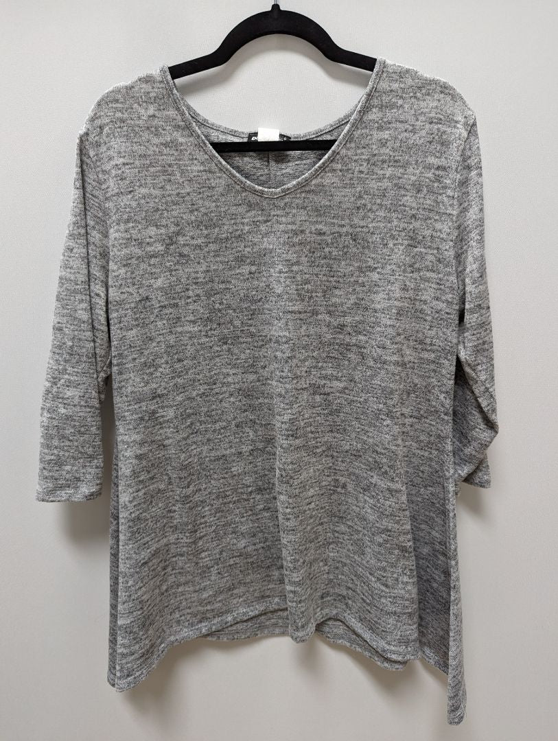 Double Take Grey Heather 3/4 Sleeve Knit Blouse
