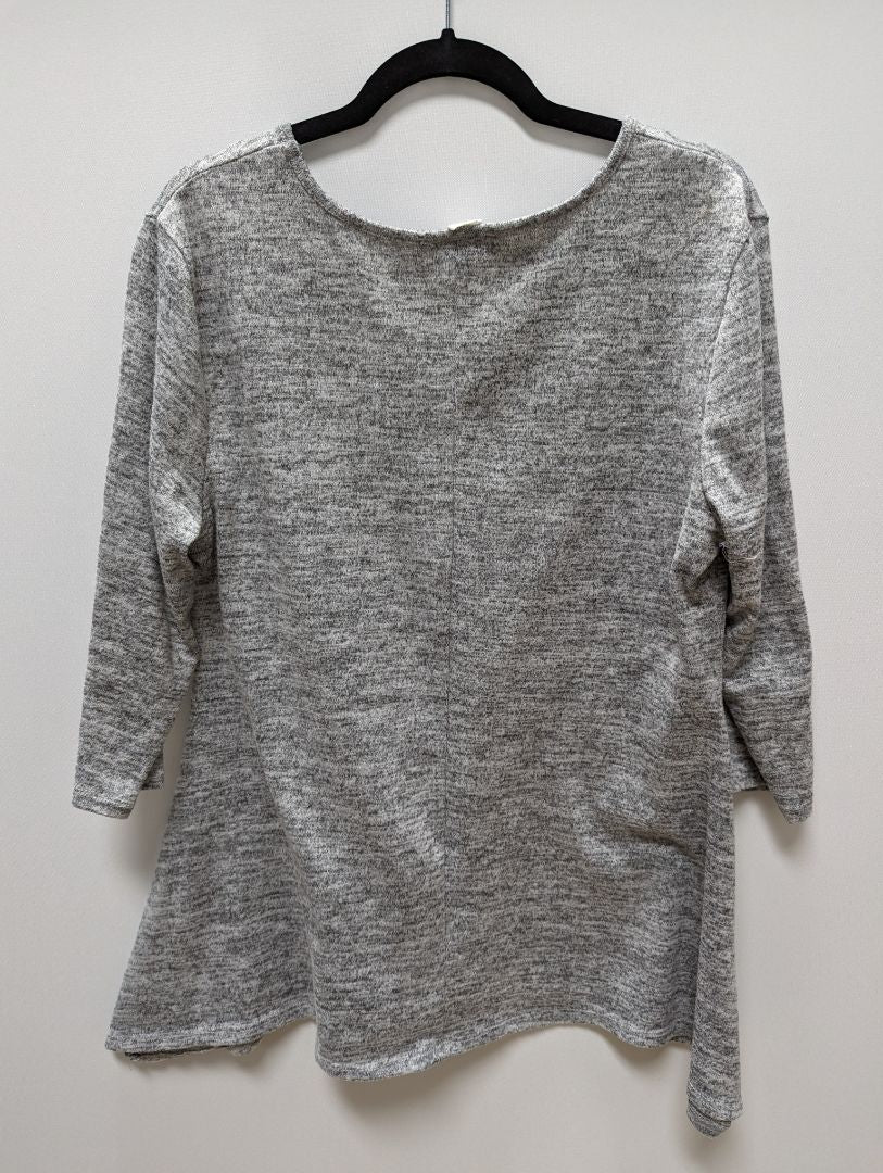 Double Take Grey Heather 3/4 Sleeve Knit Blouse