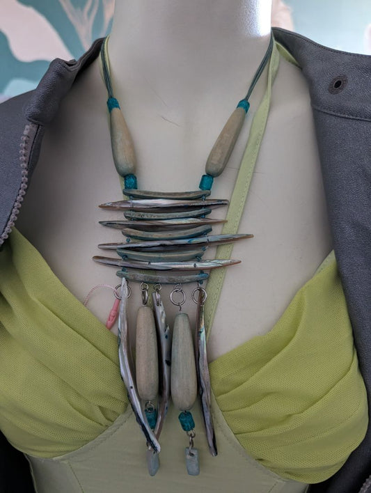 Pearlescent Turquoise Shell Splinters Necklace
