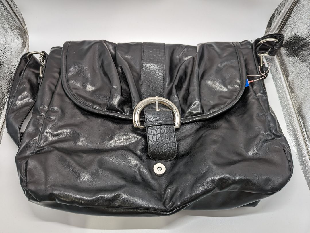 d. fusion Black Large Faux Leather Crossbody Purse