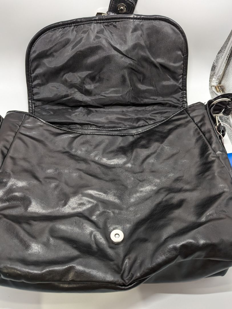 d. fusion Black Large Faux Leather Crossbody Purse
