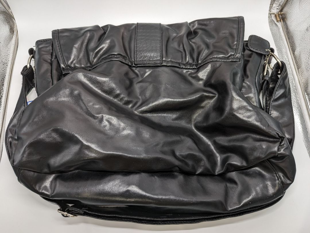 d. fusion Black Large Faux Leather Crossbody Purse