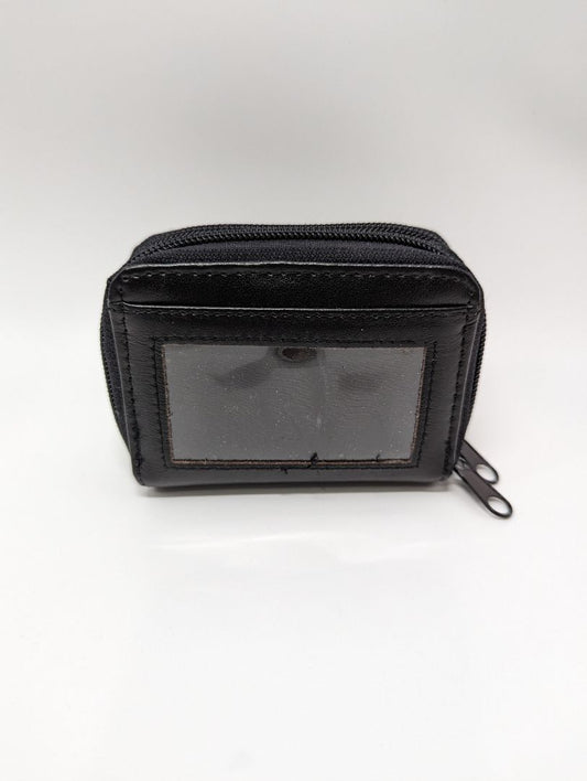 Black Small Zippered Wallet with ID Slot