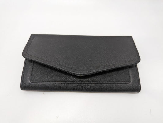 Black Faux Textured Leather Folding Wallet