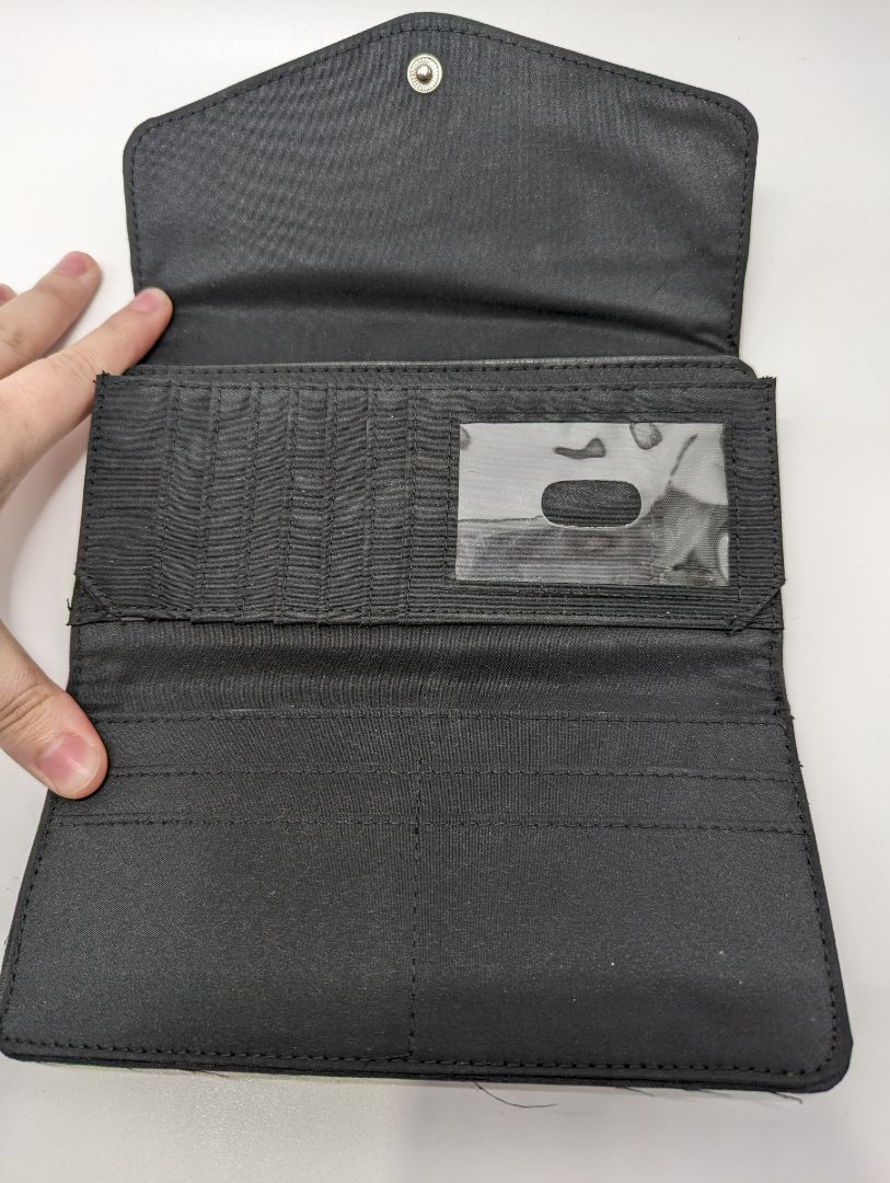 Black Faux Textured Leather Folding Wallet