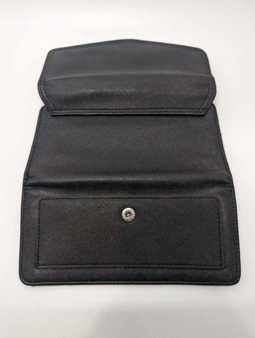 Black Faux Textured Leather Folding Wallet