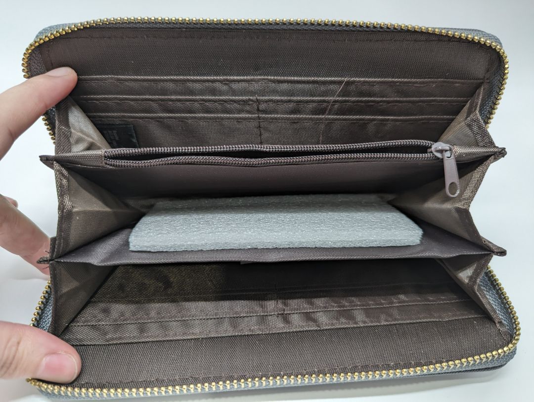 Grey Textured Faux Leather Zippered Wallet