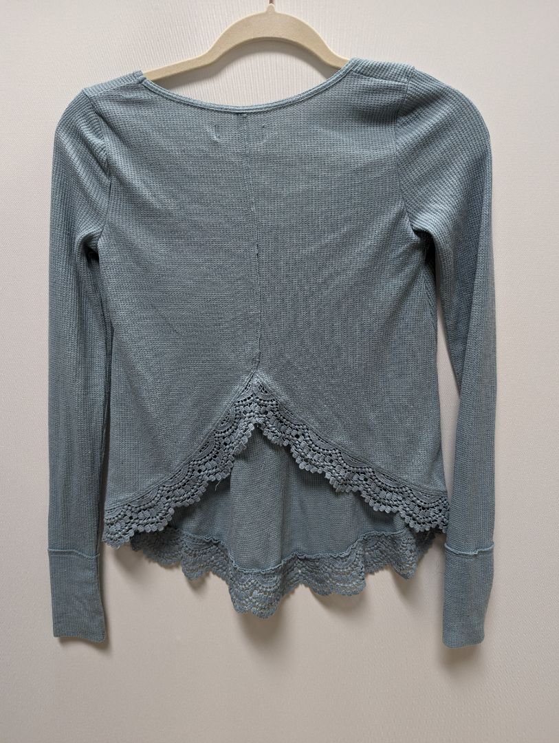 Abercrombie & Fitch Light Blue Textured Knit High-Low Blouse