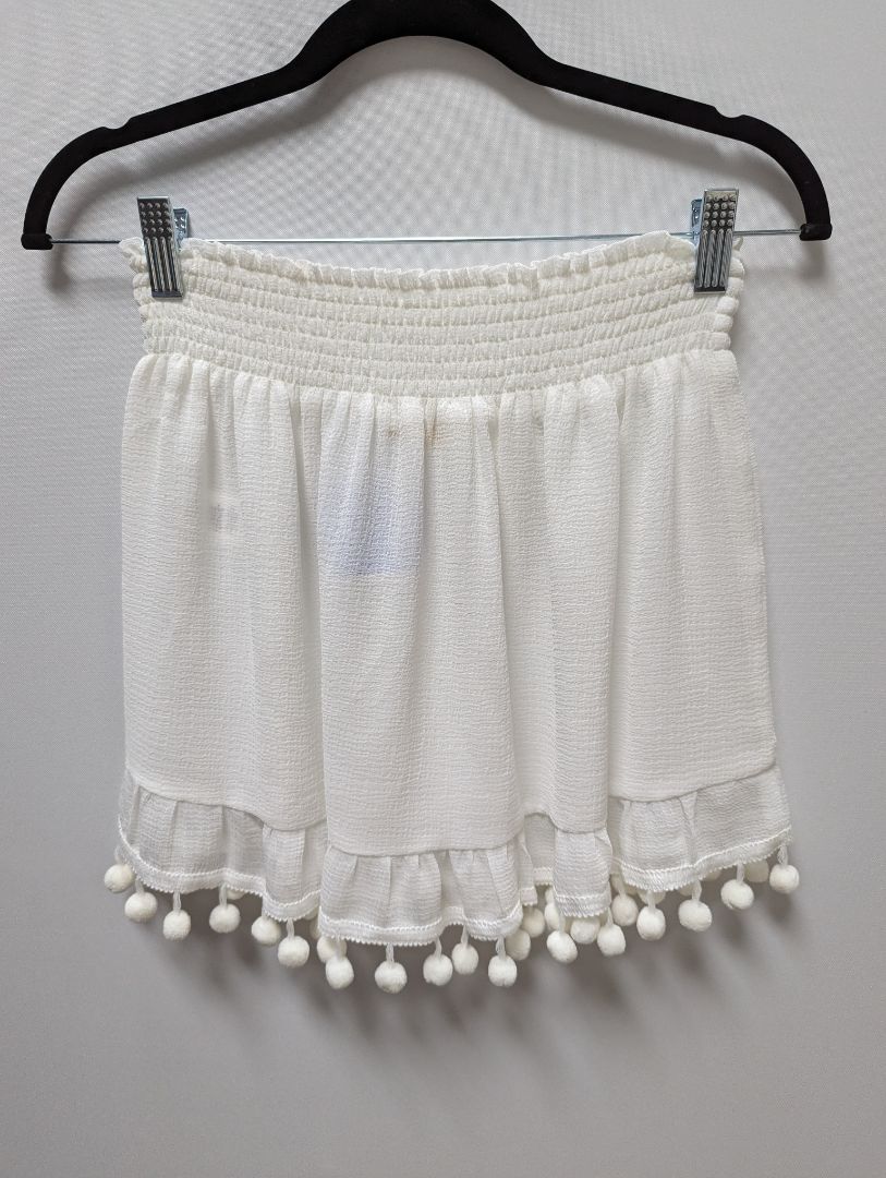 Ramy Brook White Linen Skirt with Tassels