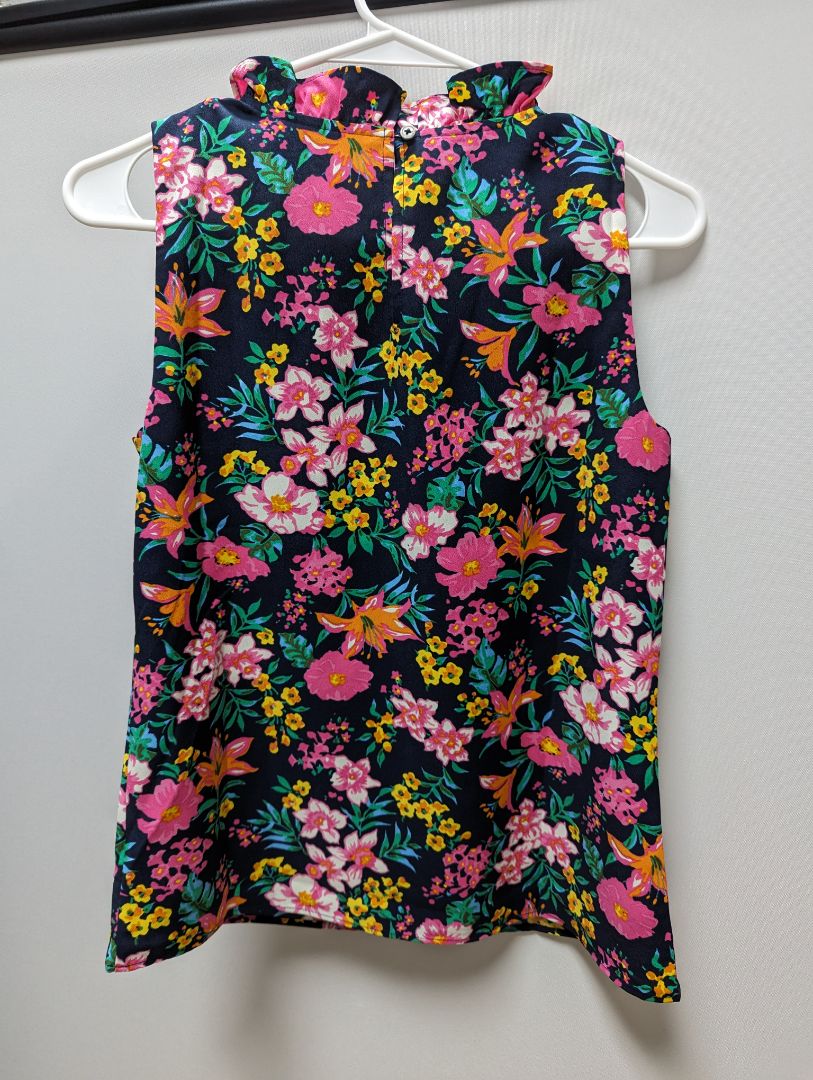 J Crew Black Floral Sleeveless Blouse